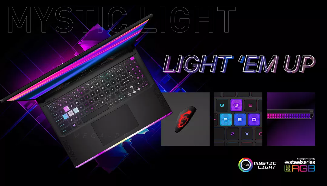 pc portable clavier mystic light LED RGB touche par touche
