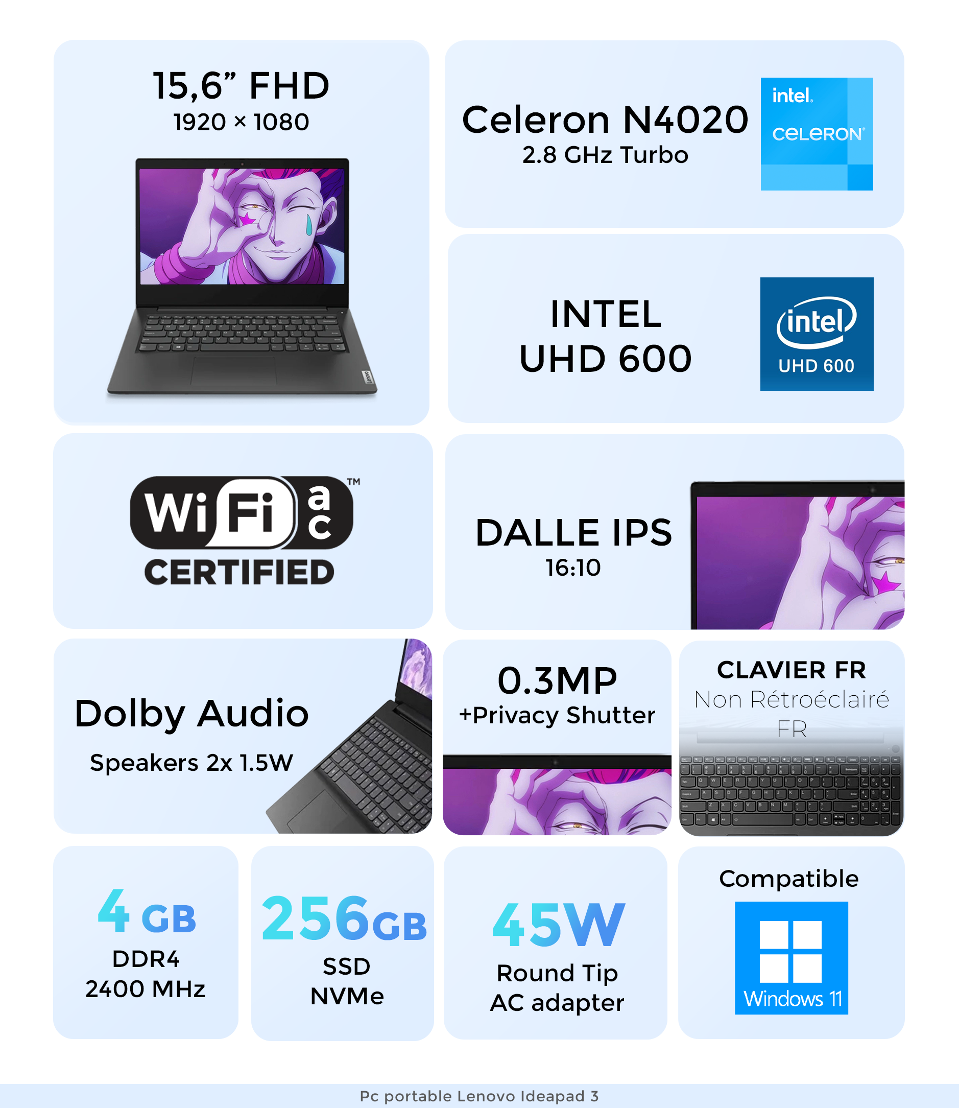 PC Portable Lenovo IdeaPad 3 15IGL05 – Intel Celeron N4020
